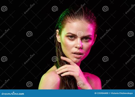 Portrait Of A Woman Hairstyle Fashion Naked Shoulders Makeup Studio