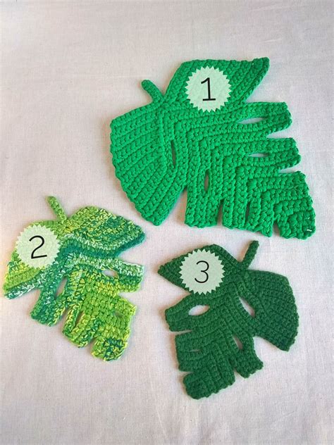 Crochet Coaster Pattern Monstera Leaf Pattern Pdf Crochet Etsy