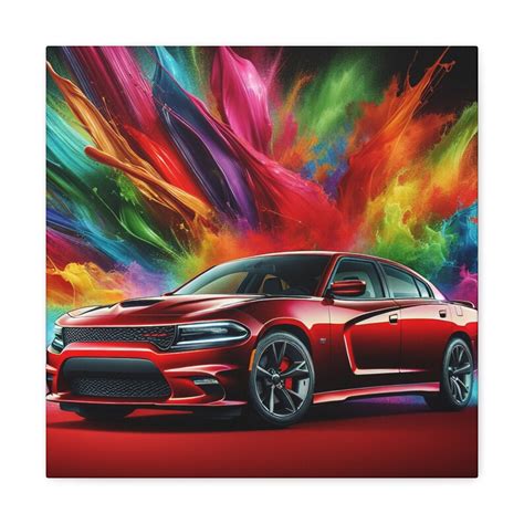 Vintage Dodge Charger Wall Art, Classic Car Canvas Painting, Automobile ...