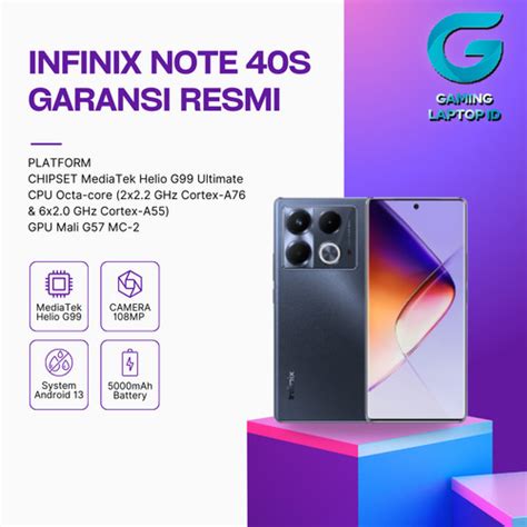 Promo Infinix Note 40S 8 256 GB Garansi Resmi Smartphone Cicil 0 3x