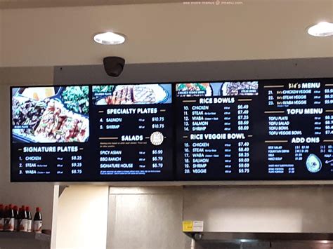 Menu At Waba Grill Fast Food Riverside Canyon Springs Pkwy Ste C