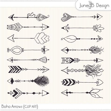 Tribal Hand Drawn Arrows Clipart, Doodle Wedding Arrow Clip Art Boho By ...