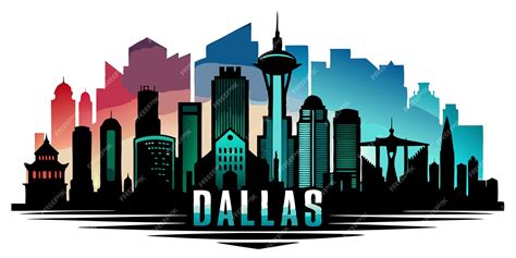 Logo watercolor vector style dallas text above dallas city skyline ...