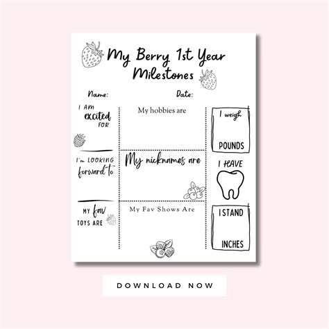 Berry first birthday coloring page berry 1st printable milestone board