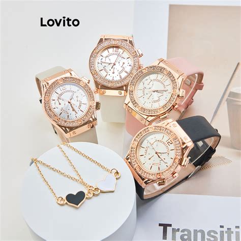 Lovito Women Elegant Plain Rhinestone Heart Quicksand Fashionable