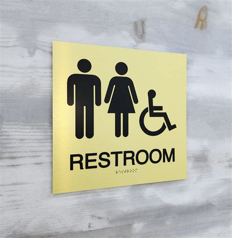 Ada Compliant All Gender Restroom Sign Handicap Accessible Unisex Bathroom Wheelchair