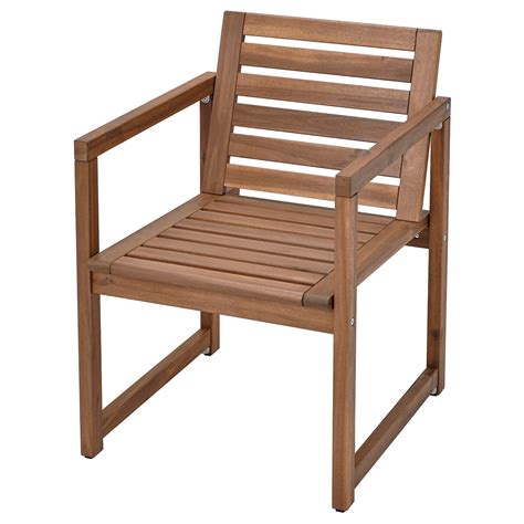 NÄmmarÖ Chair With Armrests Outdoor Light Brown Stained Ikea