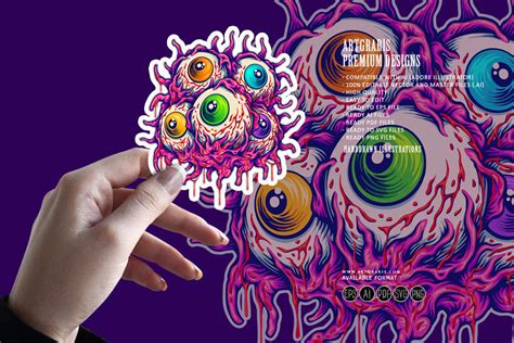 Creepy Eyeballs Gooey Monster Horror Logo Illustrations By