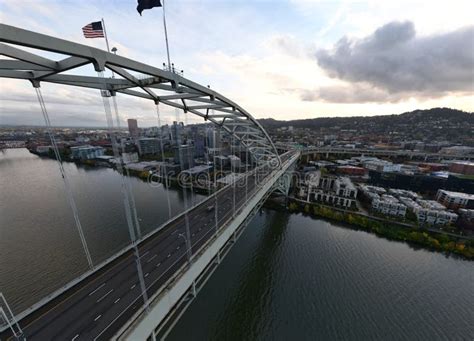 Fremont Bridge in Portland, Oregon Waterfront Editorial Photography ...