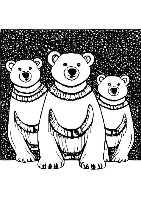 Cute Polar Bears Coloring Page · Creative Fabrica