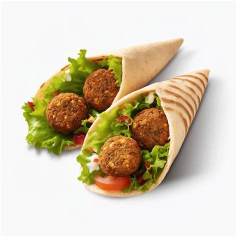 Premium Photo Falafel Wrap With Lettuce Tomato And Tahini Sauce