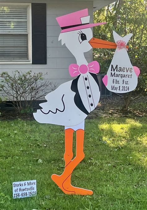 Yard Stork Baby Announcement Welcomes Home Baby Maeve Margaret