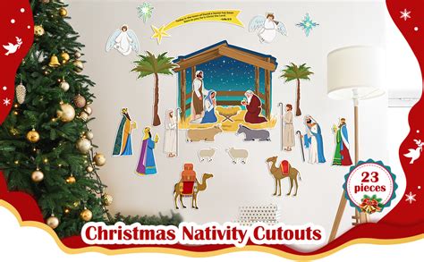 Eaasty 23 Pcs Christian Nativity Bulletin Board Set