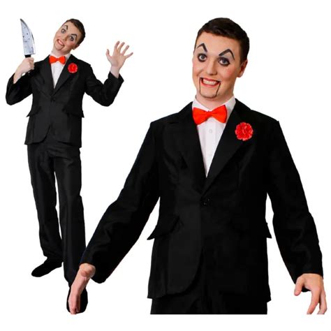 MENS VENTRILOQUIST DUMMY Costume Doll Creepy Halloween Fancy Dress ...