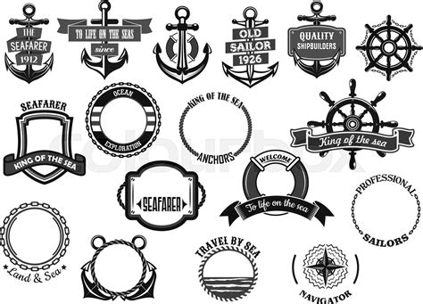 Nautical And Marine Symbols Vector Icons Set Stock Vector Colourbox