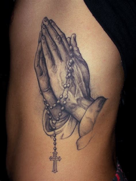 Prayer Hands Tattoo With Rosary