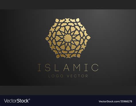 3d Gold Islamic Logo Geometric Islamic Ornament Vector Image