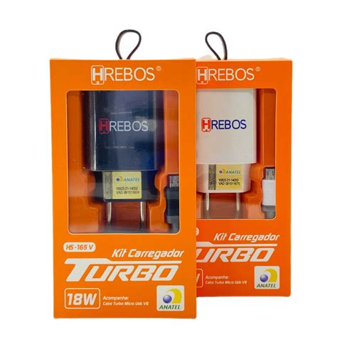 Carregador Completo Micro Usb V8 Turbo 18w Hrebos Hs 165v Importados Navi Atacado