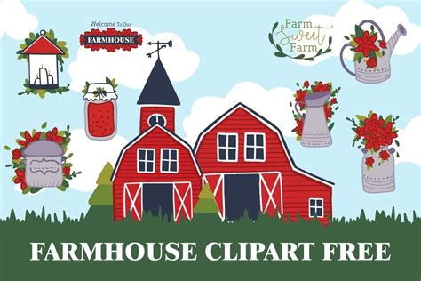 Farmhouse Clipart Free Graphic by Free Graphic Bundles · Creative Fabrica