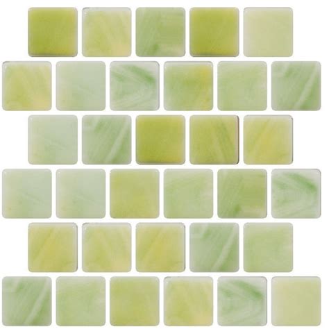 Quarter Sheet Of Soft Sage Green And Cream Recycled Glass Tile Contemporary Mosaic Tile By