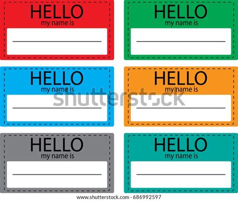 Hello My Name Sticker Icon Set Stock Illustration 686992597 Shutterstock