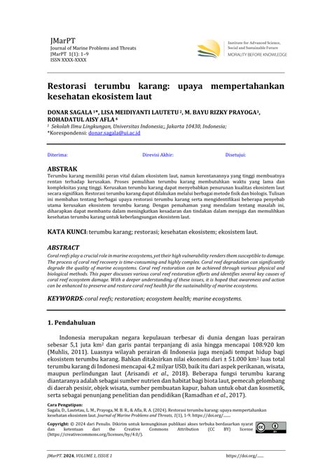 Pdf Restorasi Terumbu Karang Upaya Mempertahankan Kesehatan