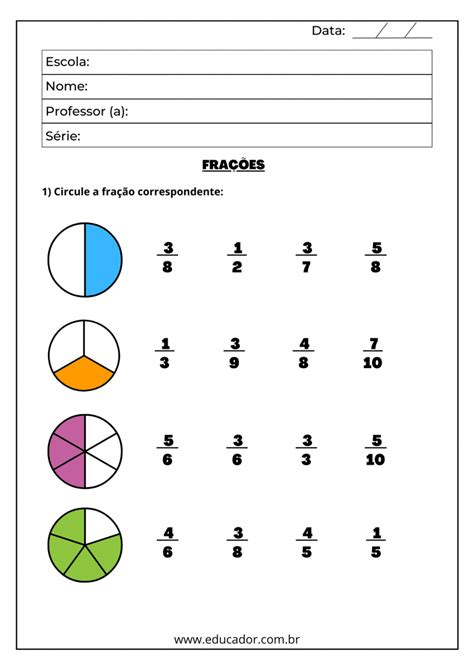 15 Atividades de Fração para 4º ano Educador