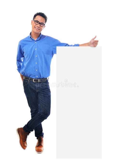 Man Holding Blank Billboard Stock Image Image Of People Isolated