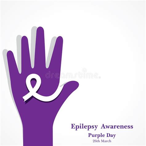 World Epilepsy Day Purple Day Epilepsy Awareness 26 March Purple Ribbon Stock Vector