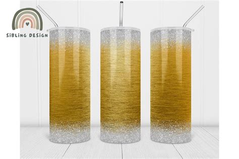 20oz Gold Metallic Glitter Tumbler Wrap Graphic By Siblingdesign