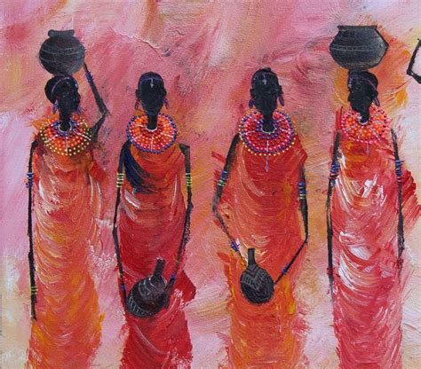 Masai Women Daily Life Painting By Art By Abu Saatchi Art