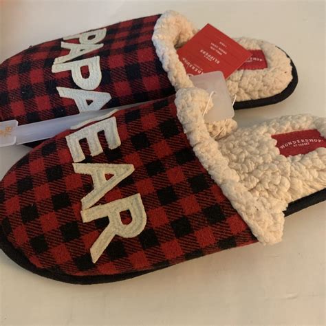 Wondershop Men S Papa Bear Slide Slippers Red And Black Plaid Size S 7 8 For Sale Online Ebay