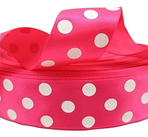 1 METRE POLKA DOT SATIN RIBBON 1 25MM HOT PINK Amazon Co Uk