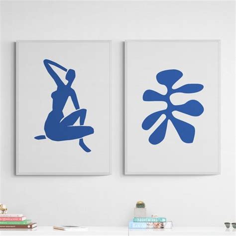 Blue Coral Nude Printed Wall Art Diptych Prints Diptych Wall Art