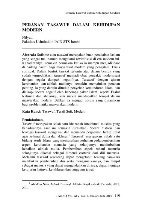 Pdf Peranan Tasawuf Dalam Kehidupan Modern