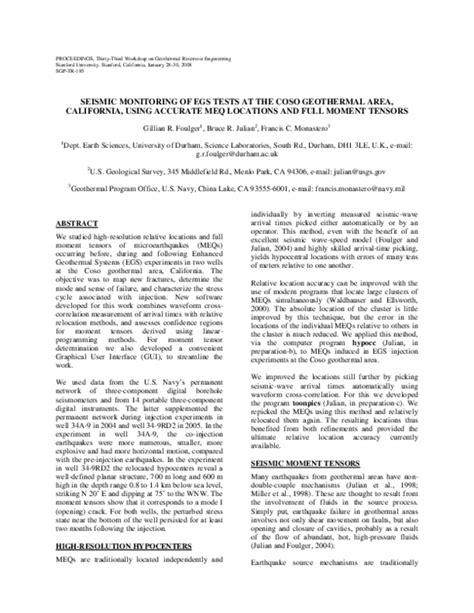 (PDF) Seismic monitoring of EGS tests at the Coso Geothermal area ...