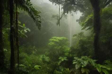 Premium Ai Image A Jungle Scene With A Jungle Scene And A Tree In The