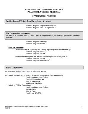 Fillable Online hutchcc HCC PRACTICAL NURSING PROGRAM - hutchcc Fax Email Print - pdfFiller