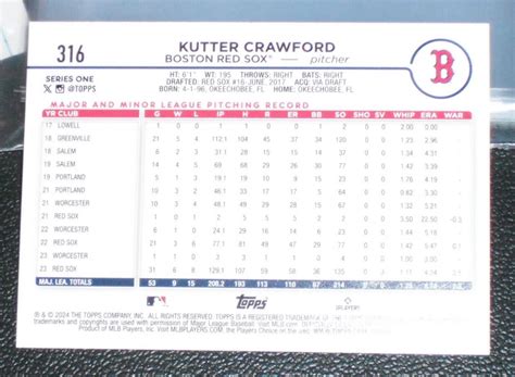 Topps Series Gold Foil Kutter Crawford Card Red Sox Ebay