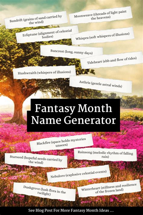 Fantasy Month Name Generator Imagine Forest