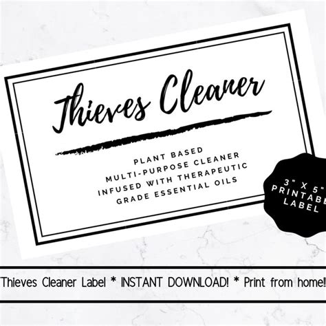 Thieves Cleaner Labels Printable Etsy