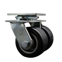 Dual Wheel Swivel Caster Rubber On Aluminum Core Wheel Lbs