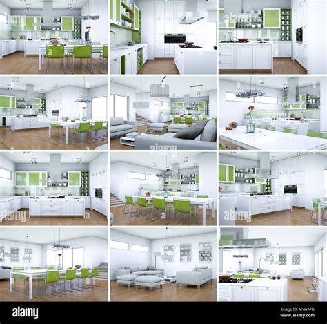 Set of modern flat Interior design Stock Photo - Alamy