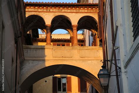 Colonnade Connection Between Two Medieval Houses In The City Of Spoleto