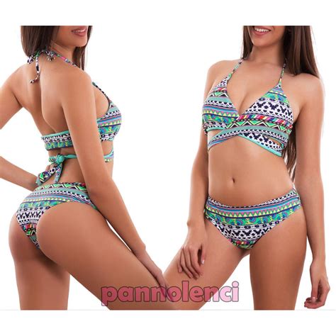 Bikini Donna Costume Bagno Mare Brasiliana Fiocco Triangolo Culotte