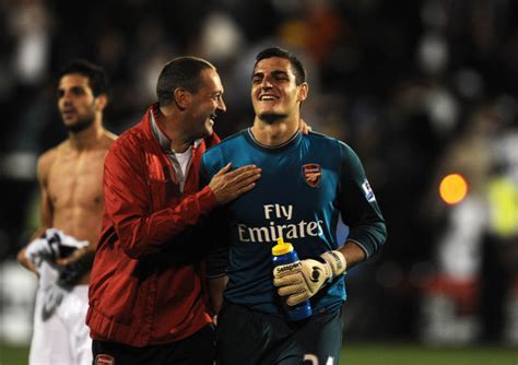 Smiling Arsenal Goalkeeper Vito Mannone Celebrates Editorial Stock