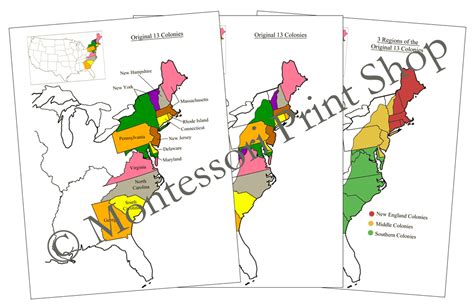 13 Colonies Map Labeled And Color Coded