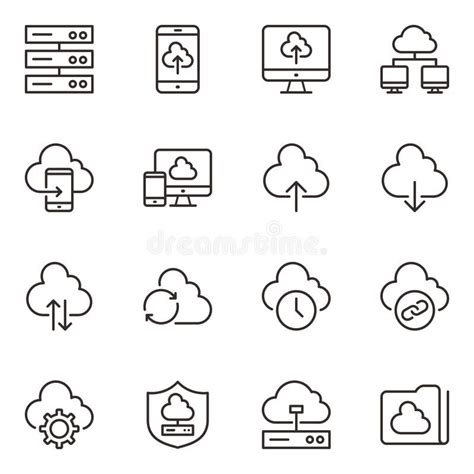 Set Of Cloud Computing Line Icons Cloud Storage Icons Set Share