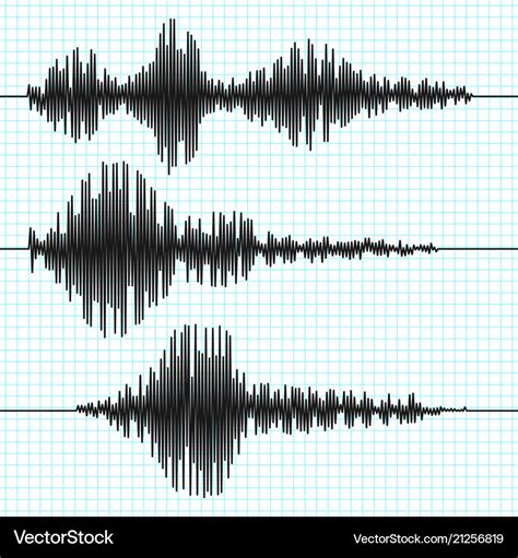 Frequency seismograph waves seismogram Royalty Free Vector