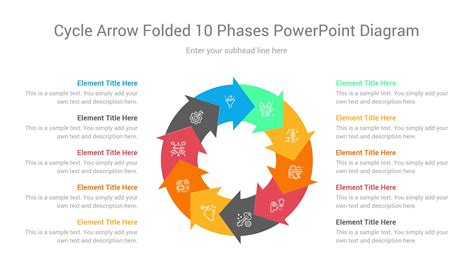 Cycle Arrow Folded 10 Phases Powerpoint Diagram Ciloart 8415 Hot Sex Picture